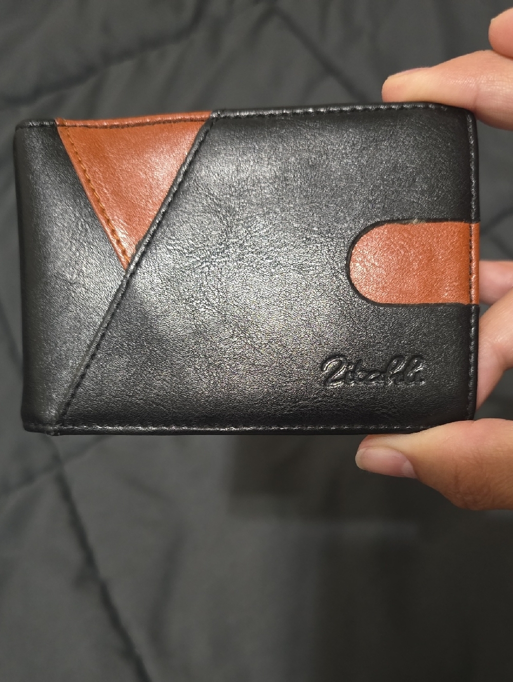 Zitahli Mens Slim Black Leather RFID Bifold Wallet 11 Card Slots EUC